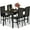 Black, variant on Recaceik 5 Piece Dining Room Furniture Table Set,30.1” H Faux Marble Tabletop and 4 PU Leather Chairs
