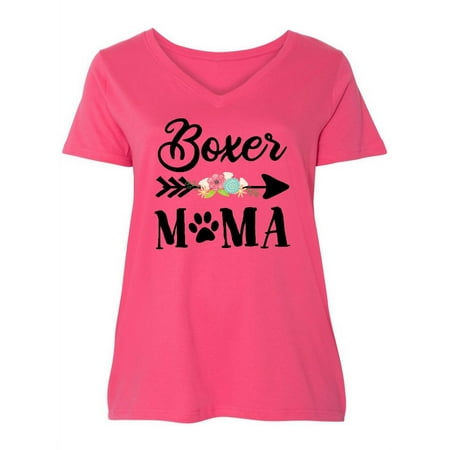 

Inktastic Boxer Mama with Arrow and Flowers Women s Plus Size V-Neck