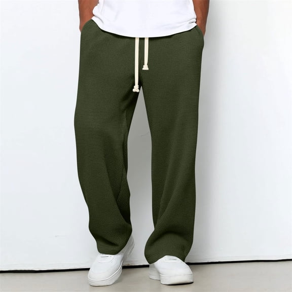 Mineart Men Elastic Drawstring Waist Solid Long Pants Multi Pocket Loose Casual Street Trousers for Daily Wear