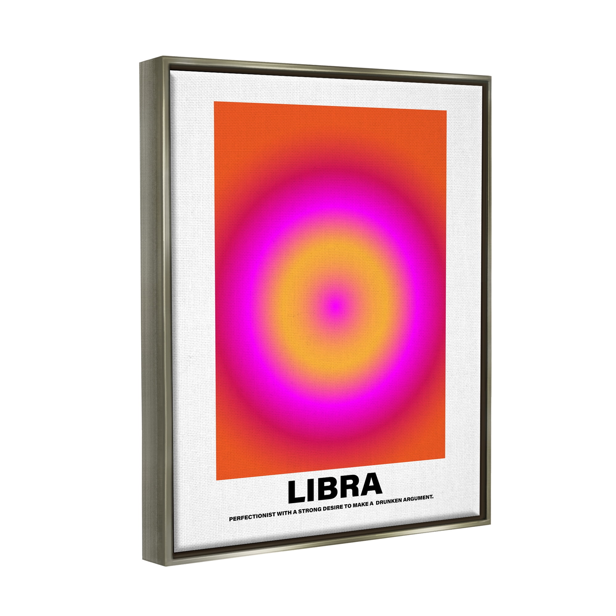 Stupell Industries Funny Libra Astrology Abstract Painting Gray Floater Framed Canvas Art Print Wall Art, 17 x 21
