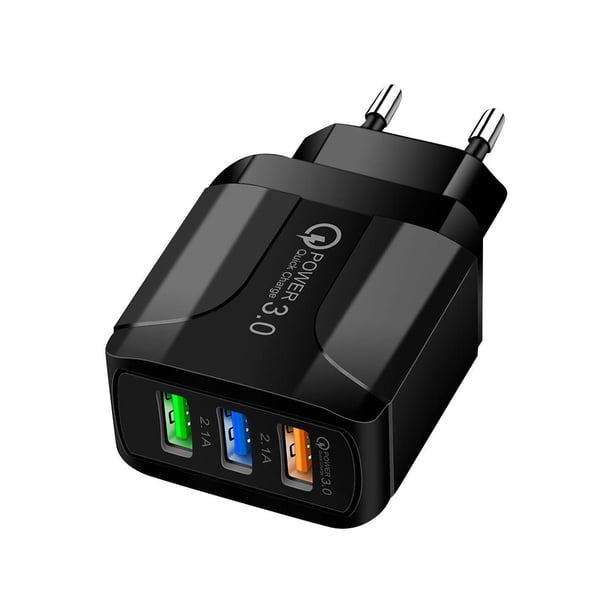 Cargador 5V 2.4A 3 Puertos USB Smart QC 3.0 Travel Fast (EU) Negro 5pcs FLhrweasw Nuevo