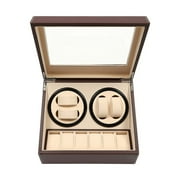 4+6 Leather Auto Self-winding Watch Winder Storage Display Case Box Dual Motor