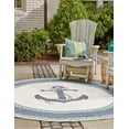 thumbnail image 4 of Unique Loom Outdoor Coastal Collection Area Rug - Anchor (4' Round Navy Blue/Light Blue), 4 of 12