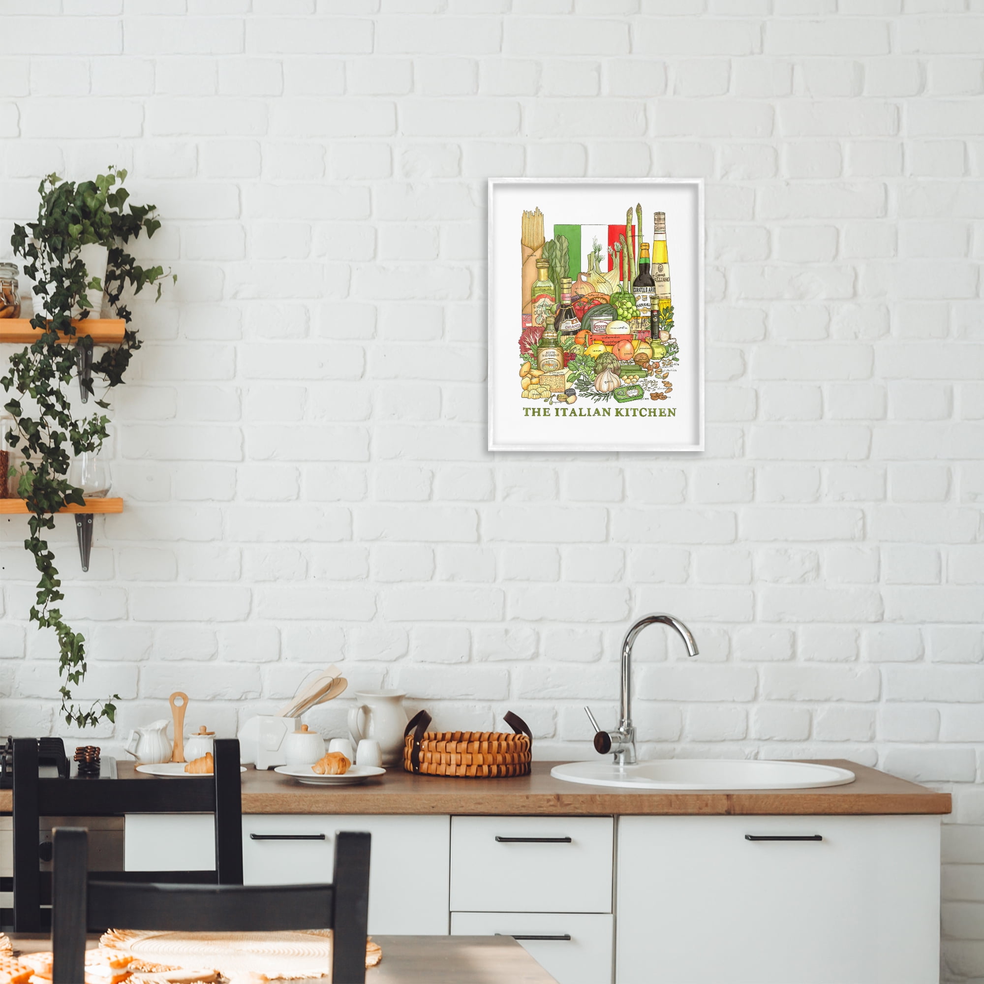 Stupell Industries Italian Kitchen and Food White Framed Giclee Art, design by Nancy Overton