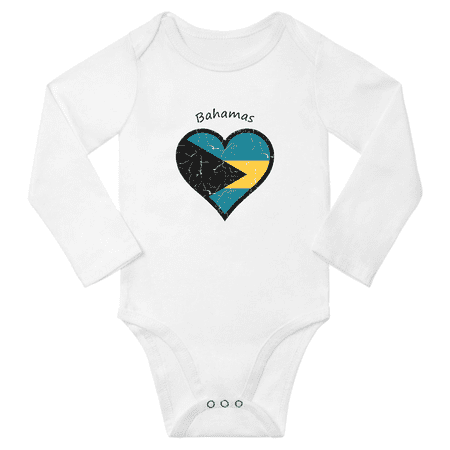 

Bahamas Flag Heart Love Baby Long Sleeve Bodysuit Clothes (White 6 Months)