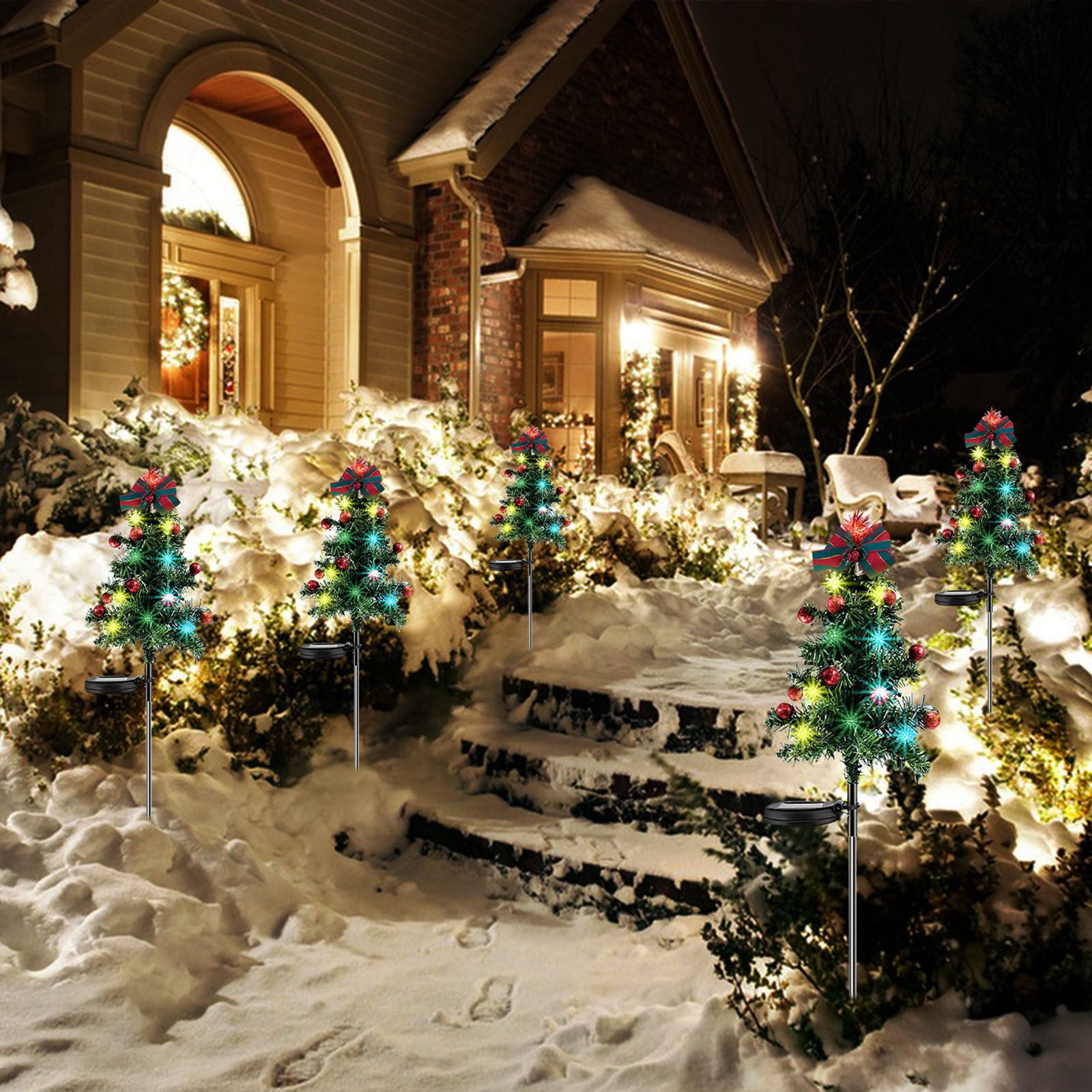 Bxaolu 1-Pack Solar Christmas Tree Outdoor Christmas Decorations, Solar Xmas Tree Lights with LED, Waterproof Solar Christmas Lights for Yard Front Porch Pathway Decor (29.5", 2Pack)