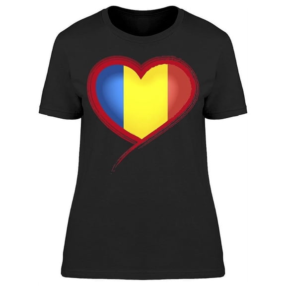 Shape Romania Flag T-Shirt Women -Image by Shutterstock, Female XX-Large