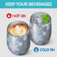 thumbnail image 4 of Floral 12oz Stainless Steel Insulated Wine Tumbler with Lid and Straw – Double Wall Vacuum Mug for Hot & Cold Drinks, 304 Steel Interior, Sweat-Free Design,Thanksgiving,Christmas, Spring,Flower, 4 of 5