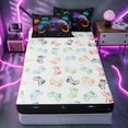 thumbnail image 4 of Erosebridal Cosmic Neon Game Controller Zipper Twin Comforter Sets with Fitted Sheet and 2 Pillowcases for Boys Men, Galaxy Gamepad Zipper Bedding Set, Colorful Gamepad Reversible, 4 Pieces, 4 of 7