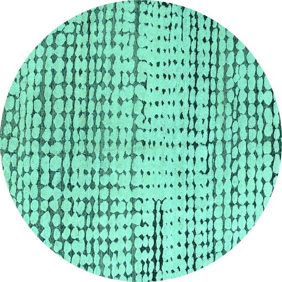 Ahgly Company Indoor Round Solid Turquoise Blue Modern Area Rugs, 6' Round