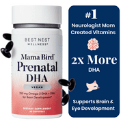 Best Nest Wellness Mama Bird Vegan Prenatal DHA Supplement, Algae Omega 3, 60 Ct
