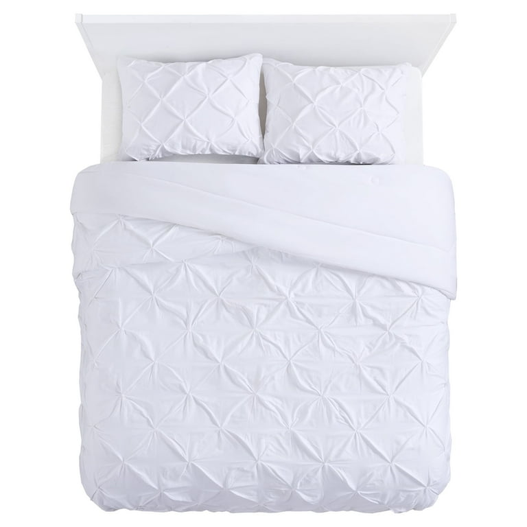 CLOTHKNOW White Comforter Set Queen White Bedding Comforter Sets White Bed  Comforter Sets Solid White Queen Bedding Sets 3Pcs White Queen Size