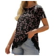 thumbnail image 3 of JWD Women's Tops Short Sleeve Lace Trim O-Neck A Line Tunic Blouse FP Gypsophila Black-2XL, 3 of 6