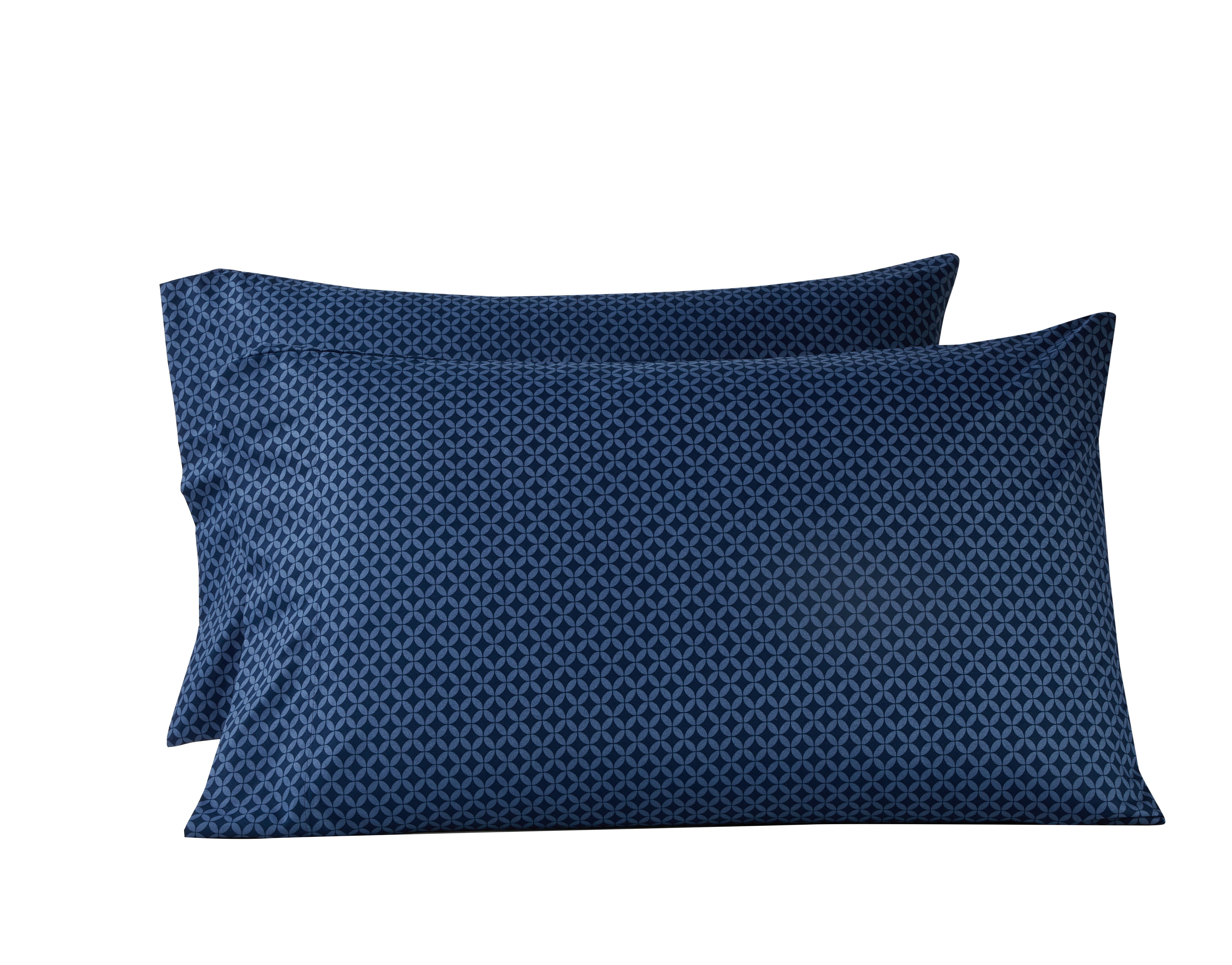 Mainstays Super Soft Brushed Microfiber Bed Sheet Set, Full, Navy Geo, 4 Piece