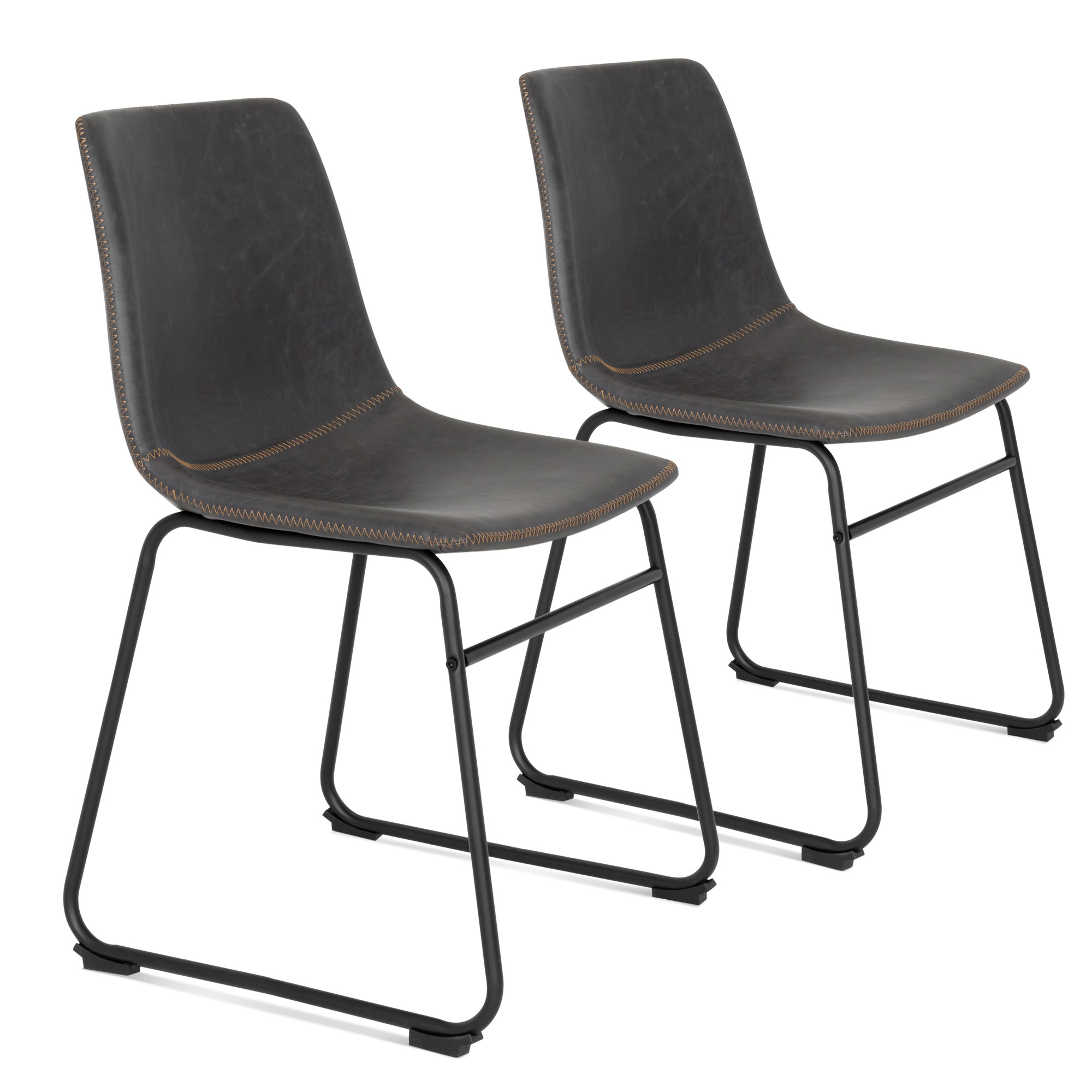 Best Choice Products Set of 2 Vintage Distressed Faux PU Leather Dining