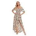thumbnail image 4 of New Summer Plus Size Dresses for Women 2024 Fashion Slim Strapless Backless Printed Irregular Split Beach Dress Sleeveless Shoulder Knee Dress, 4 of 4