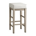 thumbnail image 2 of Lexicon 29 Inch Pub Height Wooden Bar Stool Leather Seat Barstool, White, 2 of 3