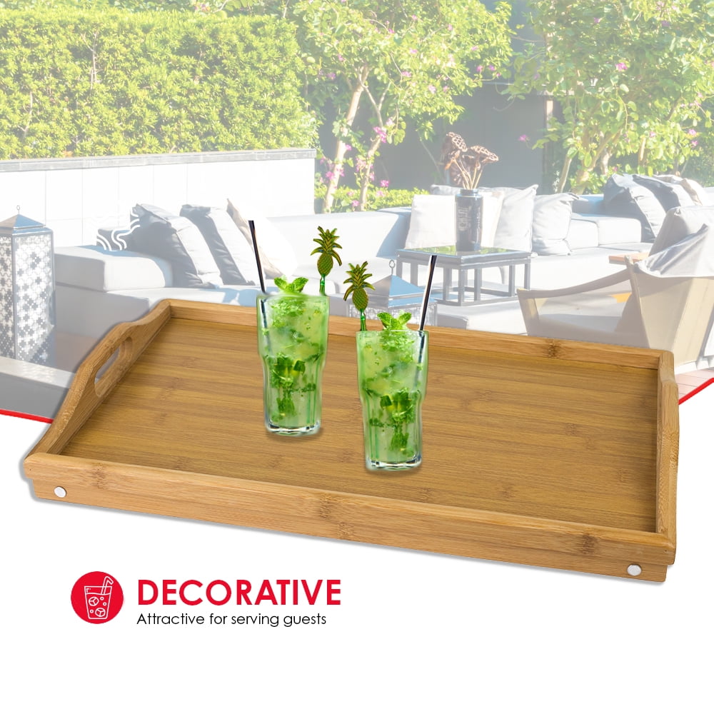 Home Basics Multi-Purpose Folding Bamboo Bed Tray with Cut-out Handles (3 Pack)