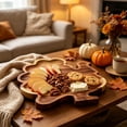 thumbnail image 4 of Fiaya Women Rustic Wooden Platter, 11 Inch Tray for Snacks & Desserts, Thanksgiving Dinnerware, Farmhouse Table Decor, Natural Wood, Brown, 4 of 6
