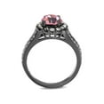 thumbnail image 3 of Light Black Stainless Steel 2.87 Ct Light Rose Crystal Halo Engagement Ring Size 6, 3 of 5