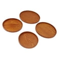 thumbnail image 2 of 4pcs Wooden Tray Slip Resistant Spill Proof Durable Safe Multifunctional Round Serving Tray for Restaurant Dark Brown, 2 of 6