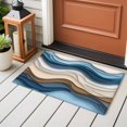 thumbnail image 5 of Brown Blue Area&nbsp;Rug 2x3ft Gradient Water Ripple Abstract Wave Modern Non-Slip&nbsp;Washable Square&nbsp;Rugs Soft Felt Indoor Floor Mat for Bedroom Kitchen Living Room Bathroom, 5 of 9