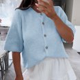 thumbnail image 4 of Miluxas Women's Lightweight Cardigan Short Sleeve Button-Down Summer Cardigan Sweater Sky Blue 10(XL), 4 of 6