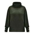 thumbnail image 4 of Lroplie Shirts for Women Plus Size Round Neckline Long Sleeve Womens Tops Fashion Bow Collar Solid Buttons Sleeve Knitted Sweater Warm Top Clothes Green 2023 M, 4 of 8