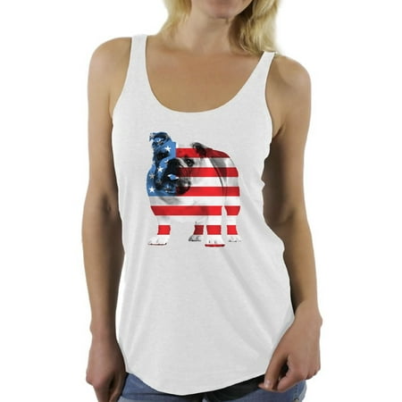 Bulldog Tank Awkward Styles Women's USA Flag Bulldog American Patriotic Graphic Racerback Tank Tops 4th Of July Gifts ()