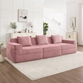 thumbnail image 3 of Newest Modular 3 Seat Boneless Sofa, Cloud Sectional Couch,Deep Seat, Modern Modular 3-Seat Sofa Couch,Throw Pillows Corduroy Fabric Pink, 3 of 11