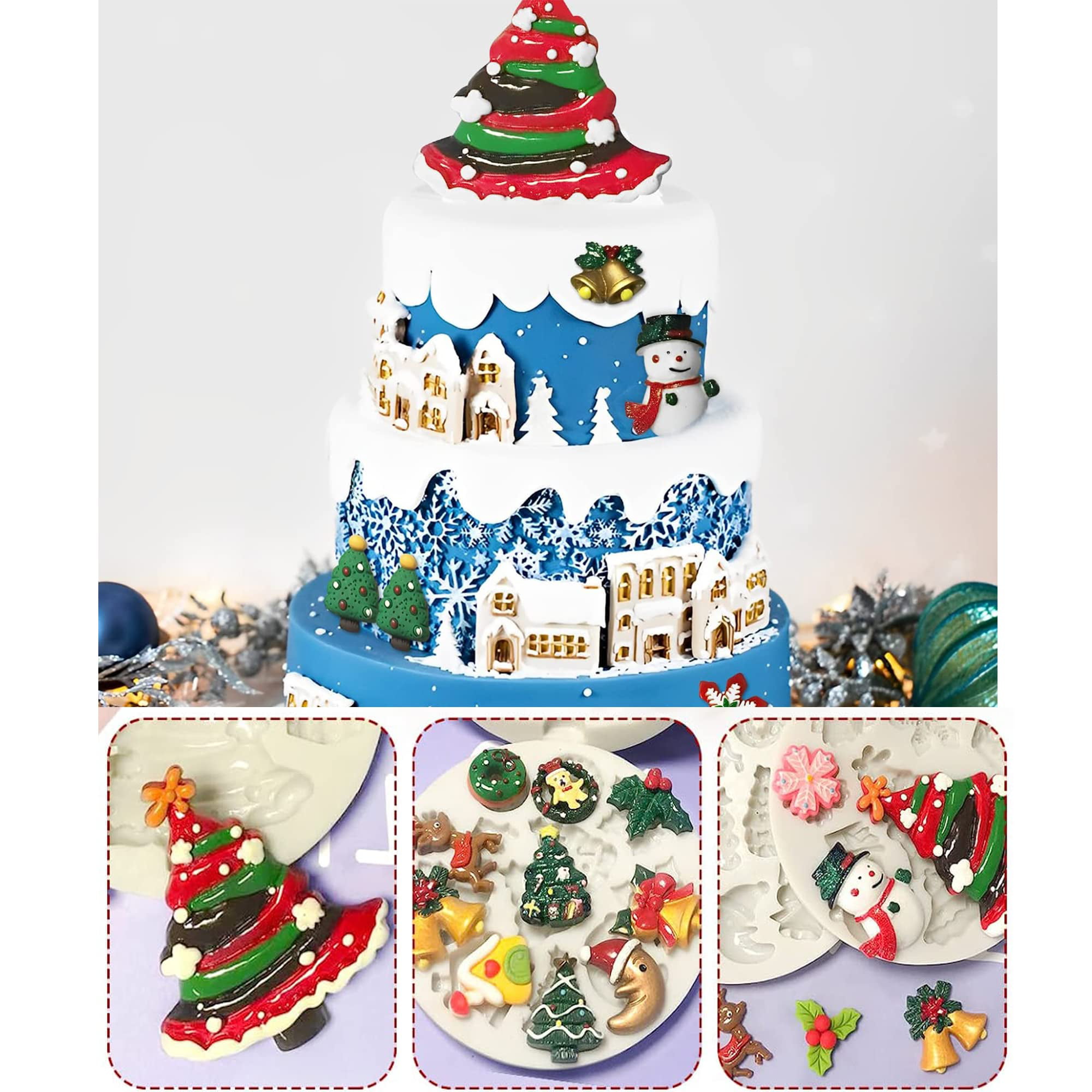 1pc, Multiple Christmas Snowflake Cake Decoration Mold Fondant Chocolate  Mousse Silicone Mold.