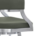 thumbnail image 6 of Saturn Modern 30" Seat Height Gray Faux Leather and Brushed Stainless Steel Metal Swivel Bar Stool for Kitchen Island Counter, 6 of 10