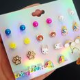 thumbnail image 3 of Earrings Jewelry Cute Earrings Fun Colorful Stud Earrings, Animal Rainbow Unicorn Cute Earring Jewelry Set Gifts for Teen Women 24 Pairs, 3 of 8
