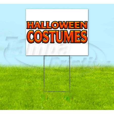 Halloween Costumes V14 Red Orange (18" x 24") Yard Sign, Includes Metal Step Stake