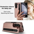 thumbnail image 6 of for Samsung Galaxy Z Fold 6 Case with S Pen Holder and Card Holder, Heavy Duty Shockproof Wallet Magnetic Closure Case, Luxury Business Leather Cover Case for Samsung Galaxy Z Fold 6, Rosegold, 6 of 10