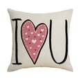thumbnail image 2 of Valentines Day Love Heart Throw Pillow Covers 18X18 Set Of 4, I ❤️ U Pattern With Pink Heart & White Hearts Linen Decorative Cushion Cases, Valentine Decorations For Bedroom, 2 of 7