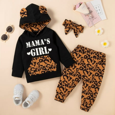 

QISIWOLE Toddler Kids Girls Autumn Leopard Print Cotton Clothes Hoodies Bear Ear Suit clearance under $10 !