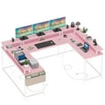 thumbnail image 1 of U Shaped Desk, 126 Inch Gaming Desk with Monitor Stand and LED Lights, Reversible Shaped Large Computer Desk with Power Outlets, Large Corner Office Desk with Storage Bag and Hooks, 1 of 9