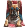 thumbnail image 2 of Fotbe French Bulldog In Sunglasses Manta de Franela Acolchonada con Estampado, Súper Suave y Esponjosa, Extra Grande para Sofá, Cama, Uso Todo el Año-80"x60", 2 of 7