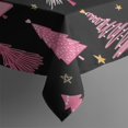 thumbnail image 3 of Black and Pink Christmas Tree Pattern Rectangle Tablecloth 60"x102",Waterproof Polyester Rectangle Table Cloth, Wipeable Spillproof Polyester Tablecloth for Dining, Camping, Indoor and Outdoor, 3 of 6