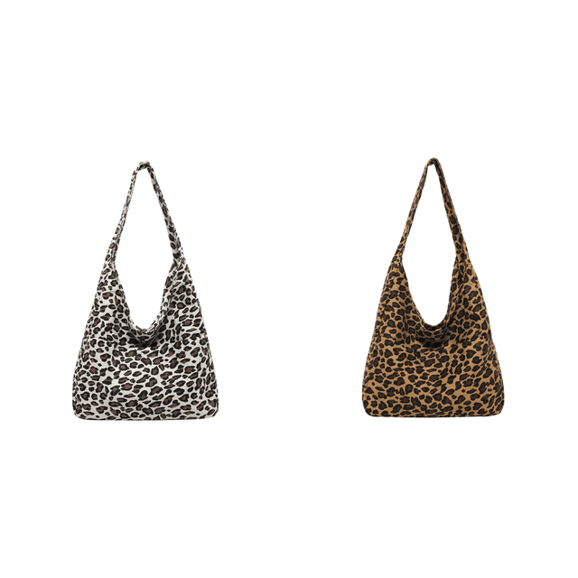 Bolso Hombro Retro Leopardo para Mujer Lona Con Múltiples Bolsillos Las Axilas () Blanco
