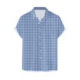 thumbnail image 3 of Rggeeun Shirts For Men Male Plaid Printed Pocket Buckle Lapel Short Sleeve Shirts For Mens Streetwear Tops, 3 of 3