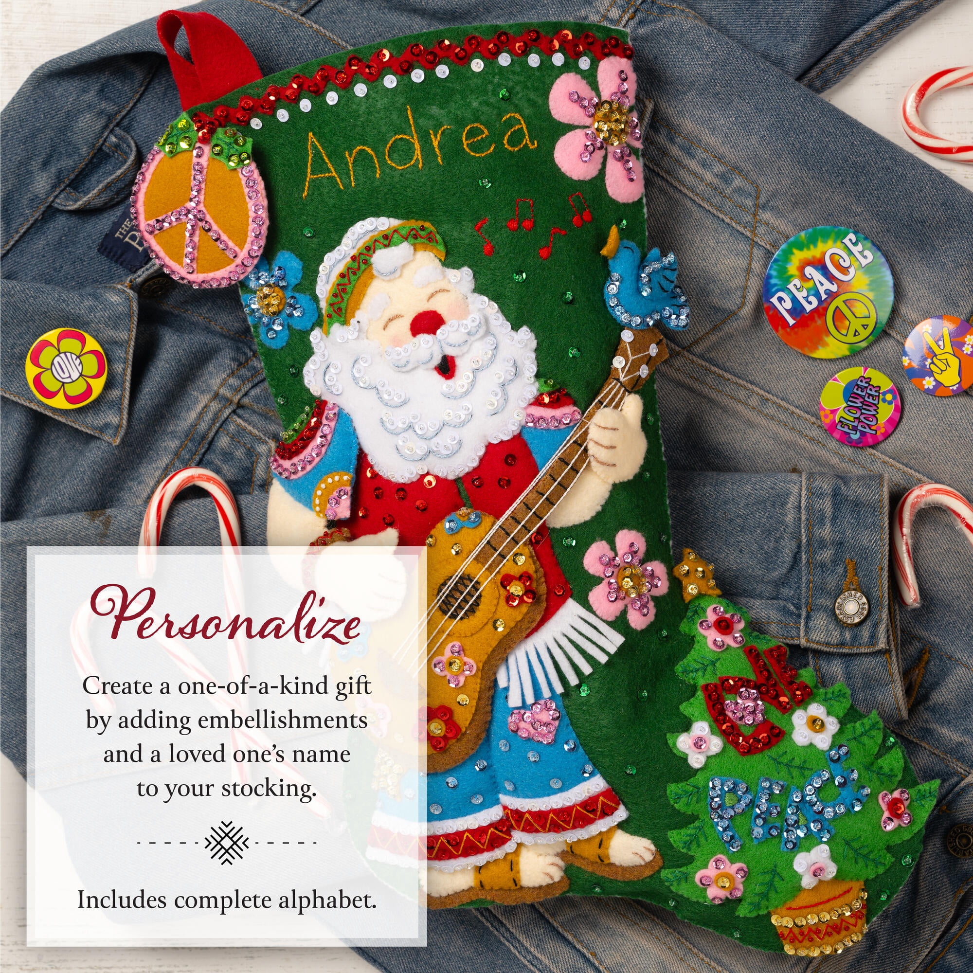 Bucilla Peace and Love 18 in Multicolor Felt Stocking Kit