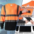 thumbnail image 5 of ProtectX 3-Pack Men's High Visibility Heavy Duty Breathable Long Sleeve Reflective Safety T-Shirts for Work Warehouse Construction, Class 2, Orange and Black - 3X Large, 5 of 8