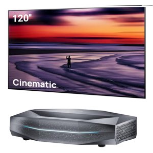Aetherion Max 4K 3D ultra short throw projector & 120 Cinematic Screen Bundle