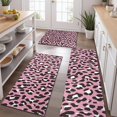 thumbnail image 2 of Pink and Black Of Leopard Print Kitchen Rugs Sets Of 3,Kitchen Runner Rugs Non Skid Washable,Decorative Kitchen Floor Mats for Kitchen,Sink,Laundry,17"x30"+ 17"x47" + 17"x59", 2 of 6