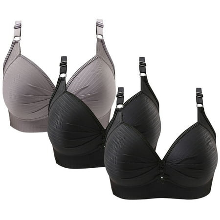 Women s 3 Pack Bras  Womens Full Coverage Push Up Underwire Bra Sexy Plunge Seamless Supportive Tshirt Bras for Women S-5XL Womens Bras Clearance under $5