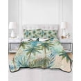 thumbnail image 2 of Twin Quilt Bedding Set, Tropical Plants Reversible Summer Quilt 3 Pieces, Summer Coastal Beach Coconut Tree Green Lightweight Bedspreads Coverlets with 2 Pillow Shams for All Seasons, 2 of 5
