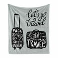 thumbnail image 1 of Adventure Soft Flannel Fleece Throw Blanket, Packing the Bags and Traveling World Journey and Fun Themed Work of Art Print, Cozy Plush for Indoor and Outdoor Use, 60" x 80", Black White, by Ambesonne, 1 of 6