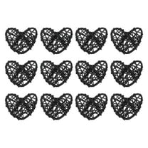 Uxcell 12Pcs Heart Shaped Rattan Ball Vase Filler Natural Rattan for Wedding Home Decoration Black 2 in